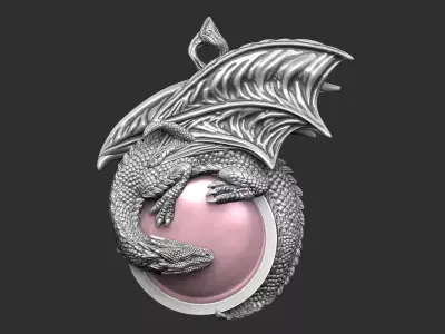Dragon pendant design royal luxury skull death 3D print model