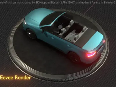 City Car 58 SUV Cabrio Open Type-B Blue Low-poly 3D model
