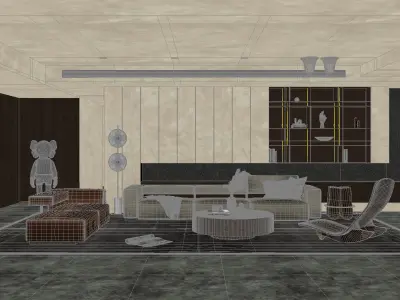 Living Room Interior Scene 5 3D model