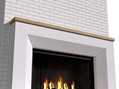 Fireplace stone modern ArtDeco Decorative brick white wall 3D model