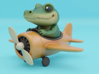 Baby Bombardino Crocodilo Italian brainrot Low Poly Character Low-poly 3D model