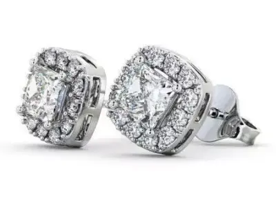 stl file two princess cut diamond stud earrings 3D print model