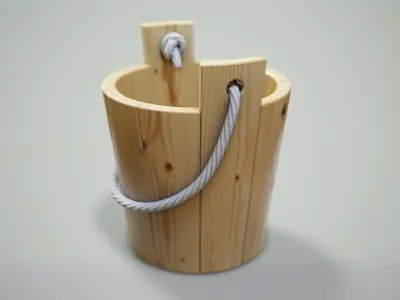 Small Wooden Bucket Free low-poly 3D model