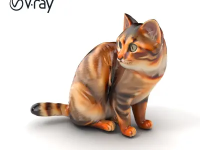 Realistic Domestic Cat 3D Model Pack Low-poly 3D model
