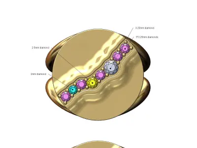 Diamond river fashion ring US 7 8 9 3D print model