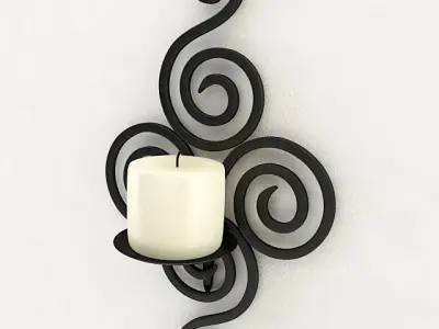 Wallmounted Iron Candle Holder 3D model