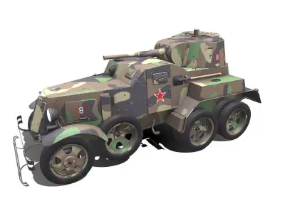 BA-10 Heavy Armored Car Low-poly PBR Low-poly 3D model