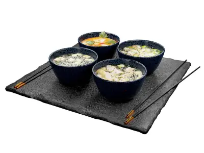 set of Asian soups in PBR Low-poly 3D model