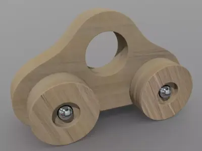 Wooden Car Toy  Low-poly 3D model