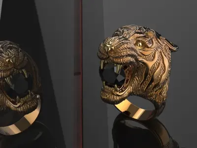 Carrera y Carrera Bestiario Tiger gold ring 3D print model