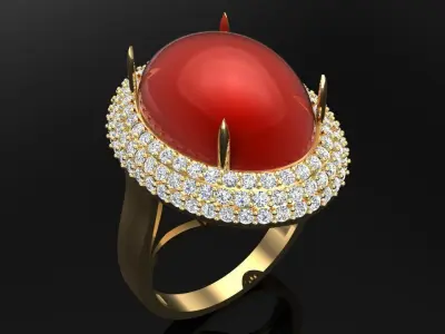 Gemstone Rings - Oval stone ring - Womens Rings 3D print model