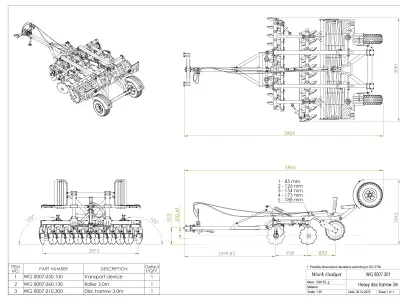 WG 0007 - Complete range of 6 semi-mounted heavy disc harrow  3D model