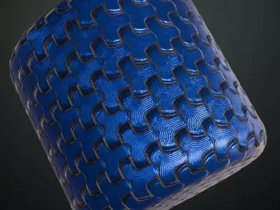 Sci-fi Geometric Blue Metal PBR Seamless Texture