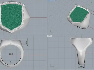 shield man signet ring model 586 3D print model