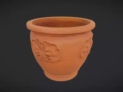 Terracotta Plant Pot 3 Low-poly 3D model