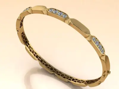 The Aurelia Pave Bangle Bracelet jewelry 3D model - for Her 3D print model
