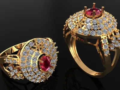 Women Ring 68 oval cut diamond v shank women ring 3D print model