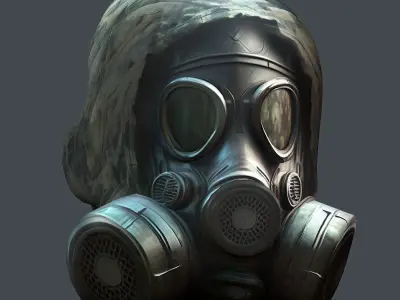 Gas mask helmet 3d model military combat Low-poly Low-poly 3D model 16