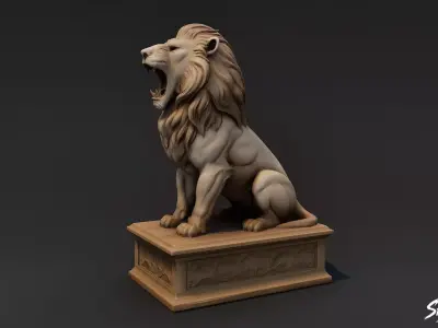 Lion Statue V2 Low-poly 3D model