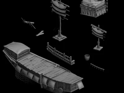Game Traffic - Large wooden boat 2702 3D model