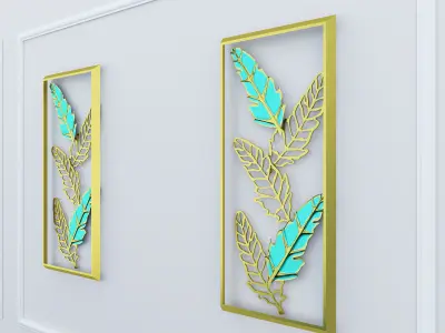 Decorative Metal stainless plants with gold   M 17 3D model