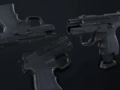 The STALKER-M906 signal pistol Low-poly 3D model