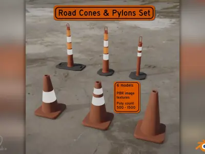 Road Cones and Pylons Pack 3D model