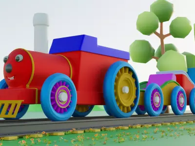 Toy Train Low-poly 3D model get