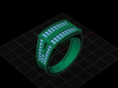 Print Ready STL 3DM  Gents Rings Diamond Men Ring  3D print model 145