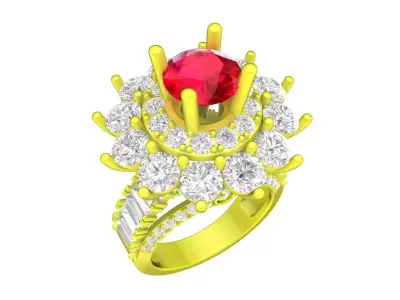 A7181 Luxury Diamond Flower Engagement Ring For Women 3D Model 3D print model