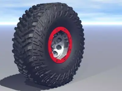 Micky Thompson Baja Claw TTC tire and bead lock wheel  Low-poly 3D model