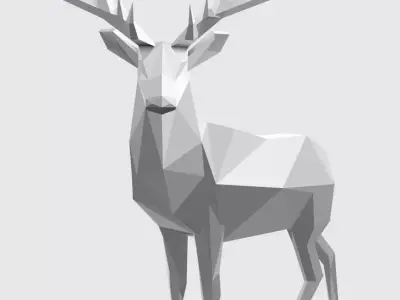 Low-Poly Deer 3D Geometric Animal Sculpture Monochrome Low-poly 3D model