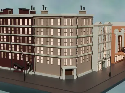 Cartoon city house 3  Free 3D model