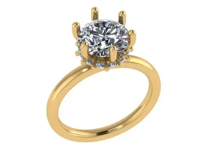 6 prong set diamond ring 3D print model