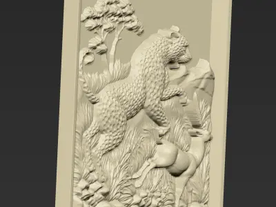 Leopard Hunting Antelope A44 3D print model