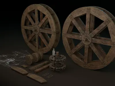 WATER MILL Low-poly 3D model
