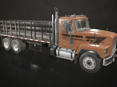 Classic Flatbed Truck Low-poly 3D model