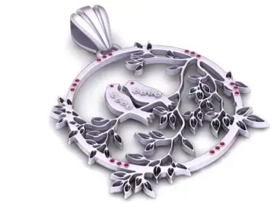 Love Birds Pendant 3D Printable Model 3D print model