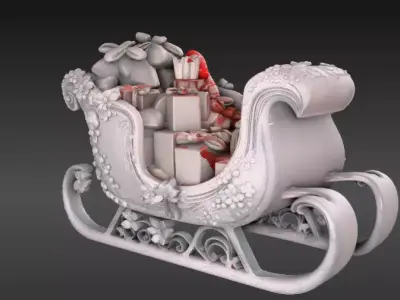 Christmas Candy  Gift Sleigh Fully Joint Model  Low-poly 3D model