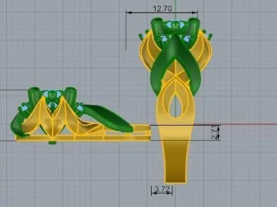 Twisted Earring Ring Set 2451 3D print model