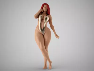 Undiscovered woman in gold bikini 3D print model