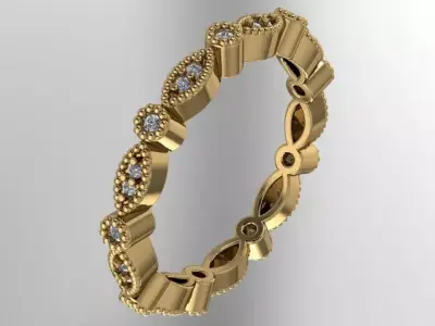 eternity band diamond ring marquise round 3D print model