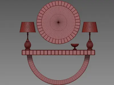 Quartz Black Mirrored Console Table 3D model