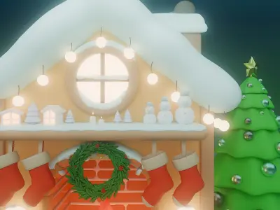 Christmas House Low-poly 3D model