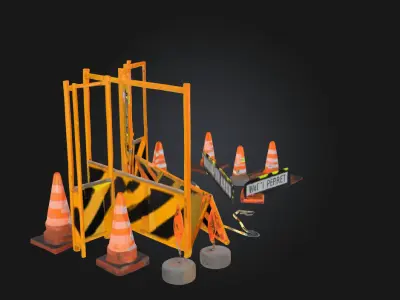 Safety Barrier Arrangement  Modular Safety Barrier 3D model