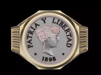 Anniversary of Souvenir Peso Coin Ring printable 3d model 3D print model