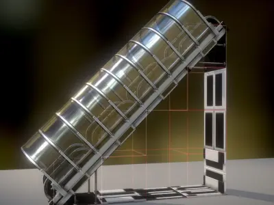 Futuristic Stairs Collection White Plastic Low-poly 3D model