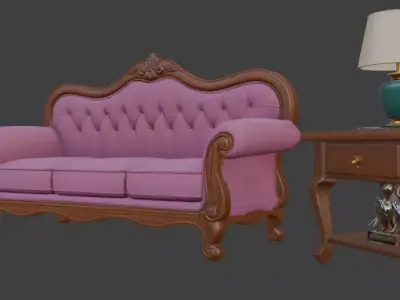 Cartoon sofa set 3D model