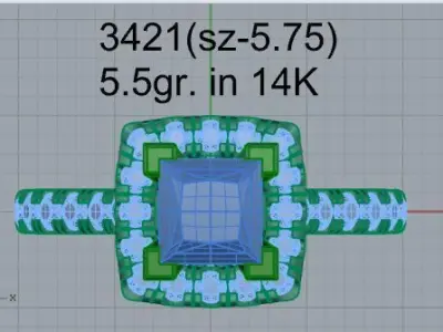 Square Halo Ring 3421 3D print model