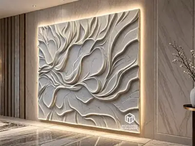 modern panel wall decor set wall relief mural CNC 106  3D model